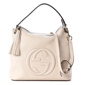 Gucci Pebbled Calfskin Large Soho Hobo in Off White AUTHENTIC